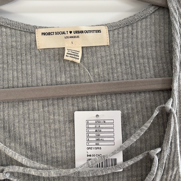 Urban Outfitters Project Social Lace Up Grey Long-sleeve Large - Picture 2 of 3